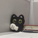 Cute Black Cat Plush Keychain – Big Eyes, Fish Hugging Cat Bag Charm, Creative Couple Keyring - Image 4