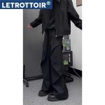 Unisex Black Wide-Leg Trousers – Loose Fit Cleanfit Flared Floor-Length Pants - Image 8