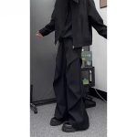 Unisex Black Wide-Leg Trousers – Loose Fit Cleanfit Flared Floor-Length Pants - Image 7