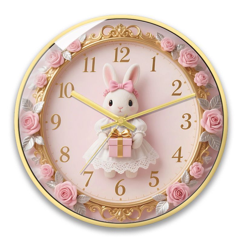 WhatsAppImage2025-10-24at12.34.34PM Cute Rococo Bunny Silent Wall Clock - Image 1