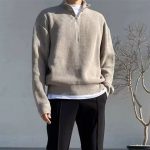 Men’s Stand Collar Half-Zip Knit Sweater – American Street Style - Image 4