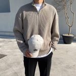 Men’s Stand Collar Half-Zip Knit Sweater – American Street Style - Image 10