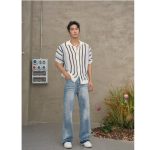 Men’s Retro Color-Block Knit Cardigan T-Shirt – Dopamine Hollow Design - Image 8
