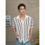 Men’s Retro Color-Block Knit Cardigan T-Shirt – Dopamine Hollow Design - Image 6