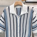 Men’s Retro Color-Block Knit Cardigan T-Shirt – Dopamine Hollow Design - Image 4