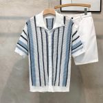 Men’s Retro Color-Block Knit Cardigan T-Shirt – Dopamine Hollow Design - Image 2