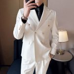 White Double-Breasted Men’s Suit 3-Piece Slim Fit Formal Tuxedo - Image 17