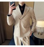 White Double-Breasted Men’s Suit 3-Piece Slim Fit Formal Tuxedo - Image 15