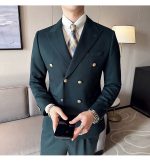 White Double-Breasted Men’s Suit 3-Piece Slim Fit Formal Tuxedo - Image 11