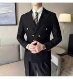 White Double-Breasted Men’s Suit 3-Piece Slim Fit Formal Tuxedo - Image 6