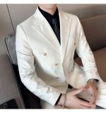 White Double-Breasted Men’s Suit 3-Piece Slim Fit Formal Tuxedo - Image 4