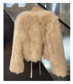 Women's Faux Fox Fur Coat - Short Style, Korean Version, Tie Design, Thick and Versatile - Image 2