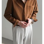 Korean Style Wrinkle Texture Loose Fit Long Sleeve Shirt for Men