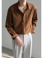 Korean Style Wrinkle Texture Loose Fit Long Sleeve Shirt for Men - Image 4