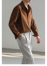 Korean Style Wrinkle Texture Loose Fit Long Sleeve Shirt for Men - Image 10