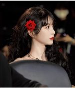 Red Rose Floral Hair Clip Retro Duckbill Hairpin - Image 7