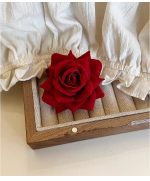 Red Rose Floral Hair Clip Retro Duckbill Hairpin - Image 6