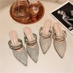 Pearl Block Heel Closed-Toe Slip-On Sandals - Image 4