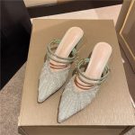 Pearl Block Heel Closed-Toe Slip-On Sandals - Image 8