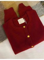 Red Vintage Soft Knit Cardigan for Women - Image 5