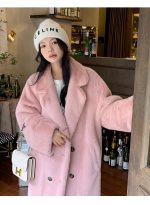 Eco-Friendly Faux Mink Fur Long Coat for Women, Thickened European Mink Fur, Loose Fit with Suit Collar - Image 5