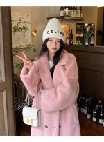 Eco-Friendly Faux Mink Fur Long Coat for Women, Thickened European Mink Fur, Loose Fit with Suit Collar - Image 4