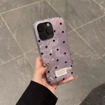 Korean Style INS Style Taro Purple Ripple Texture with Black Polka Dots iPhone Case - Image 3