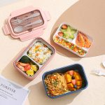 Nordic Style Microwaveable Lunch Box – PP Outer Shell with 304 Stainless Steel Compartment, Fork & Spoon Included – Portable and Leak-Proof Food Container - Image 6