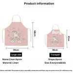 Cute Cinnamon Dog Parent-Child Apron, Adult Neck-Hanging, No-Wash Cotton Linen Fabric, Kitchen Oil-Proof Sleeveless Waist Apron Wholesale - Image 5