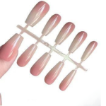 Sweet Heart Nude Press-On Nails with Bow – INS Style Elegant Fake Nail Tips - Image 4