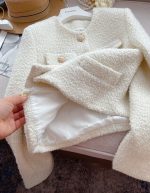 Elegant Tweed Short Jacket for Women Petite Fit Wool Blend Outerwear - Image 10