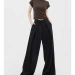 Women's Wide Leg Straight Trousers - High Waist Extra Long Dress Pants