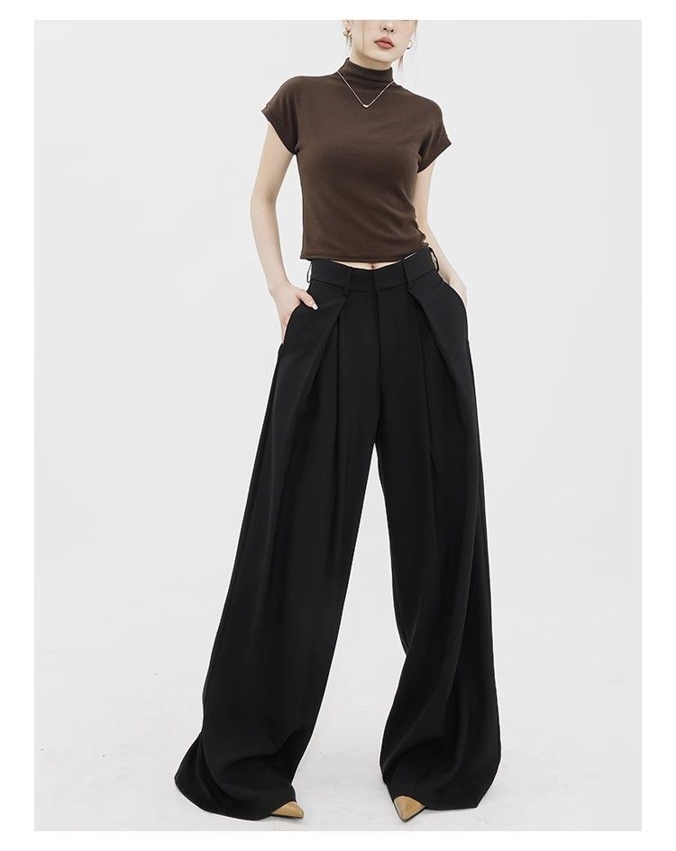 a73de768-9d5a-4675-ac9c-7a61afbca1d3 Women's Wide Leg Straight Trousers - High Waist Extra Long Dress Pants - Image 1