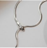 Silver Serpent Zircon Necklace for Women, Anti Tarnish Snake Bone Collarbone Chain - Image 7