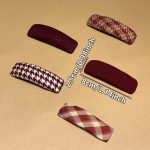 Red Plaid Houndstooth BB Hair Clip Side Hair Accessory - Image 3