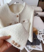 Elegant Tweed Short Jacket for Women Petite Fit Wool Blend Outerwear - Image 14