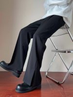 Men’s Cleanfit Straight-Leg Flare Pants – Casual Loose Fit Split Hem Trousers - Image 3
