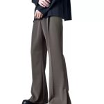 Men’s Cleanfit Straight-Leg Flare Pants – Casual Loose Fit Split Hem Trousers