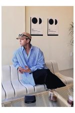 Men’s Vintage Striped Work Shirt – Loose Fit American Style Long Sleeve Pocket Shirt - Image 8