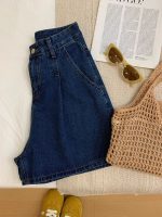 Women’s Relaxed Wide-Leg Denim Shorts – Pleated A-Line Loose Fit - Image 5