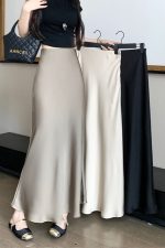 Chic French Fishtail Skirt: Acetate Satin Elegance - Image 5