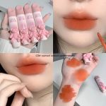 6 Color Lip Gloss, Cute Little Bear, Tender Color Lip Gloss Velvet Soft Mist Matte Color Rendering Brightening Non Stick Cup Lipstick, Lip Gloss - Image 11