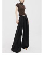 Women's Wide Leg Straight Trousers - High Waist Extra Long Dress Pants - Image 10