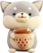 Shiba Inu Plush Toy with Boba Tea and Coffee Cup  - Ultra-Soft Stuffed Dog Soft Toy - Image 2