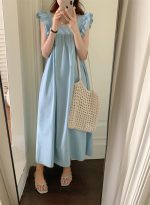 Designed with beautiful back and flying sleeves, bow tie A-Line Dress - Image 18