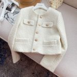 Elegant Tweed Short Jacket for Women Petite Fit Wool Blend Outerwear - Image 17