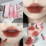 6 Color Lip Gloss, Cute Little Bear, Tender Color Lip Gloss Velvet Soft Mist Matte Color Rendering Brightening Non Stick Cup Lipstick, Lip Gloss - Image 10