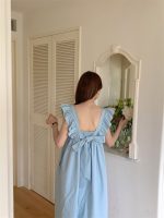 Designed with beautiful back and flying sleeves, bow tie A-Line Dress - Image 19