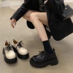 PLOVER Thick-soled Women's Lace-up British Style Slip-on Flats Leather Shoes - Image 4