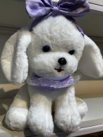 Adorable White Maltese Puppy Plush Toy – Soft Huggable Dog Stuffed Animal with Purple Bow - Image 4